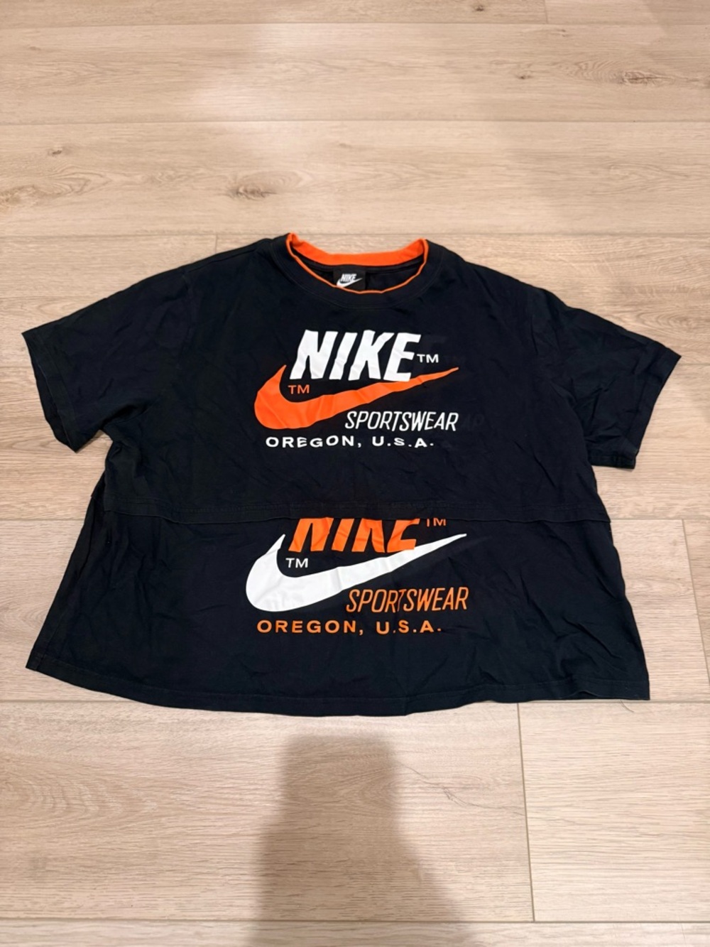 Nike Sportswear Oregon USA Swoosh Logo Women's Size XL Cropped T Shirt Top